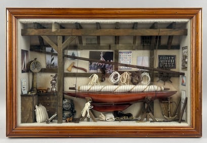 NAUTICAL MOTIF DIORAMA Late 20th Century Height 13.75". Width 20.75". Depth 4".
