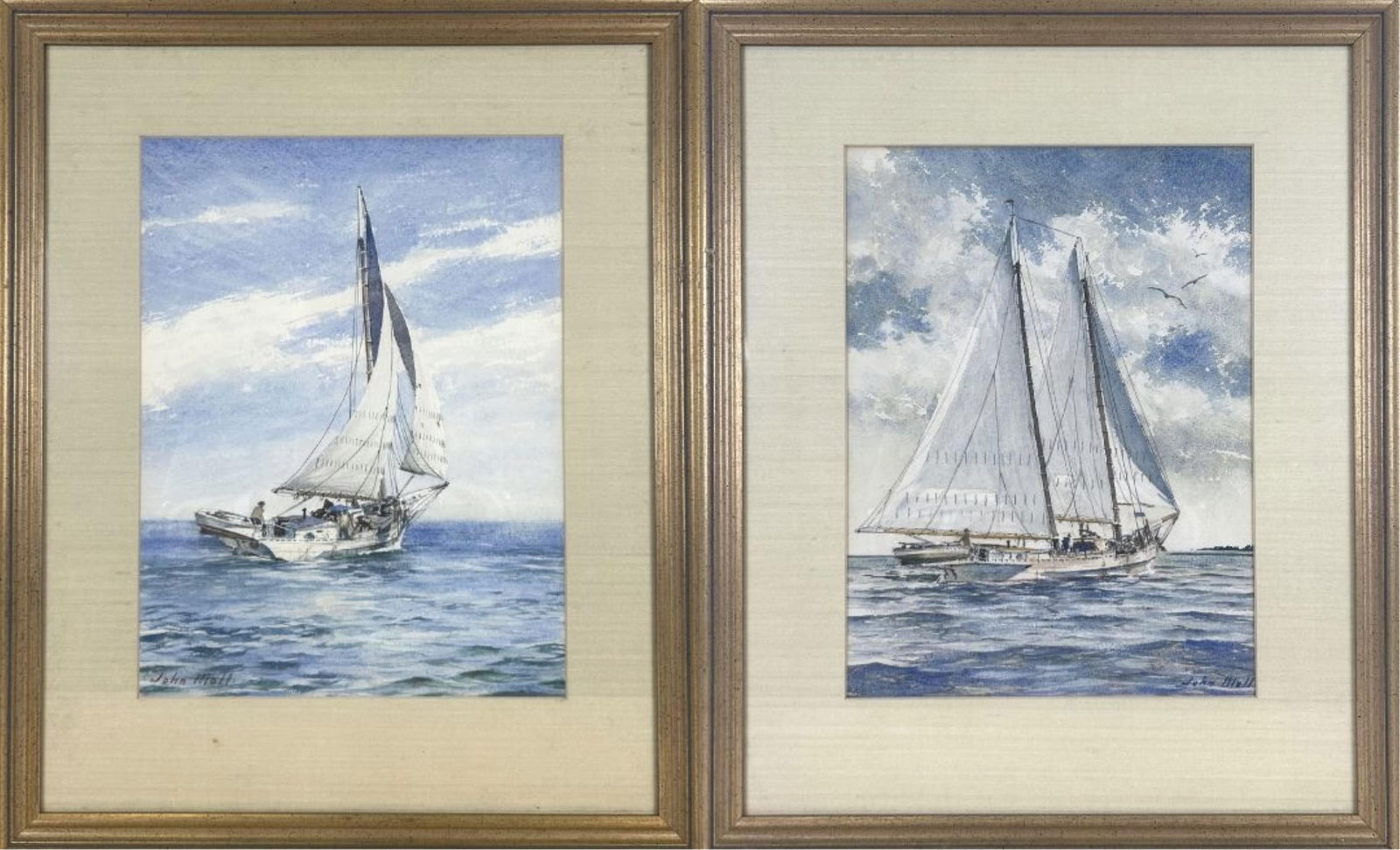 JOHN MOLL (America, 1910-1991), Two watercolors, Framed 21.75" x 18". (1 of 7)