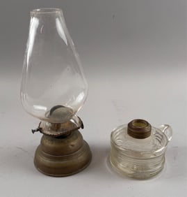 TWO OIL LAMPS 19th Century Heights 3" and 9"