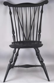 A.M. RUSHING BRACE-BACK WINDSOR CHAIR Contemporary Back height 38". Seat height 17".