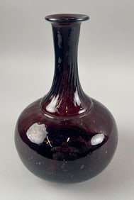 BLOWN PURPLE GLASS VASE 19th Century Height 8".