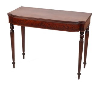 SHERATON CARD TABLE WITH SEYMOUR INFLUENCE Boston, Circa 1805 Height 29". Width 37.25". Depth 18".