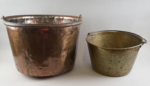 TWO JAM BUCKETS 19th Century Heights 10" and 14.5".