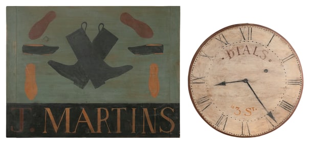 TWO ELDRED WHEELER PROTOTYPE TRADE SIGNS Massachusetts, 20th Century