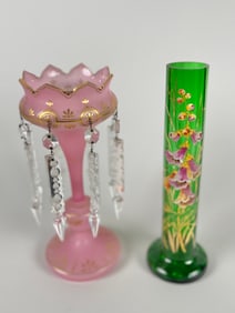 TWO PIECES OF ENGLISH GLASS Late 19th Century Heights 11.5" and 12".