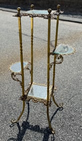 BRASS MULTI-TIER PLANT STAND Late 19th Century Height 48". Width 29". Depth 12".