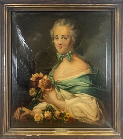 AFTER JACQUES LOUIS DAVID (20th Century,), "Madame Dupres"., Oil on canvas, 30" x 26". Framed 36" x