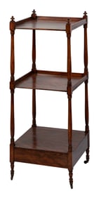 ENGLISH MAHOGANY THREE-TIER ?TAG?RE 19th Century Height 44.25". Width 17.25". Depth 16.25".