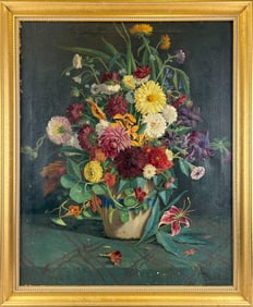 FRANCOIS B. DE BLOIS (Massachusetts/Canada, 1829-1913), Floral still life., Oil on canvas, 36" x
