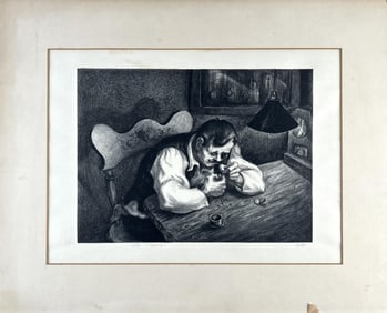 MERVIN M. JULES (Massachusetts/New York/Maryland, 1912-1994), "Watch Repair"., Etching, 9" x 11.75".