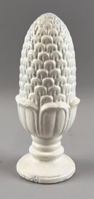 WHITE PINEAPPLE GATE FINIAL 20th Century Height 9.5".
