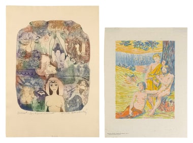 TWO FIGURAL PRINTS Continental, Late 19th/Early 20th Century Portfolios 20" x 17".