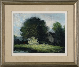 ELLIOT ORR (Massachusetts/Florida, 1904-1997), "Forsythia"., Oil on masonite, 11" x 14". Framed.