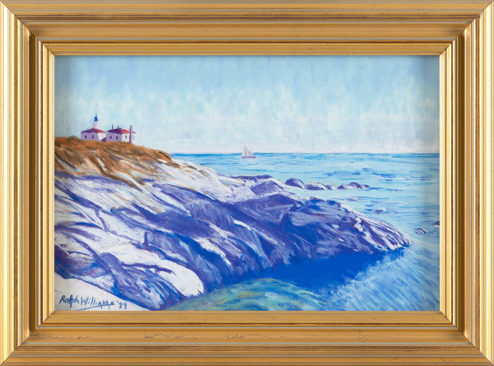RALPH E. WILLIAMS (Rhode Island, 1931-2024), Beavertail Light, Jamestown, Rhode Island., Pastel on (1 of 2)