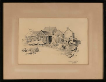 RICHMOND K. FLETCHER (Massachusetts, 1885-1965), "Rockport Sept. 32"., Pencil on paper, 8.5" x 13"