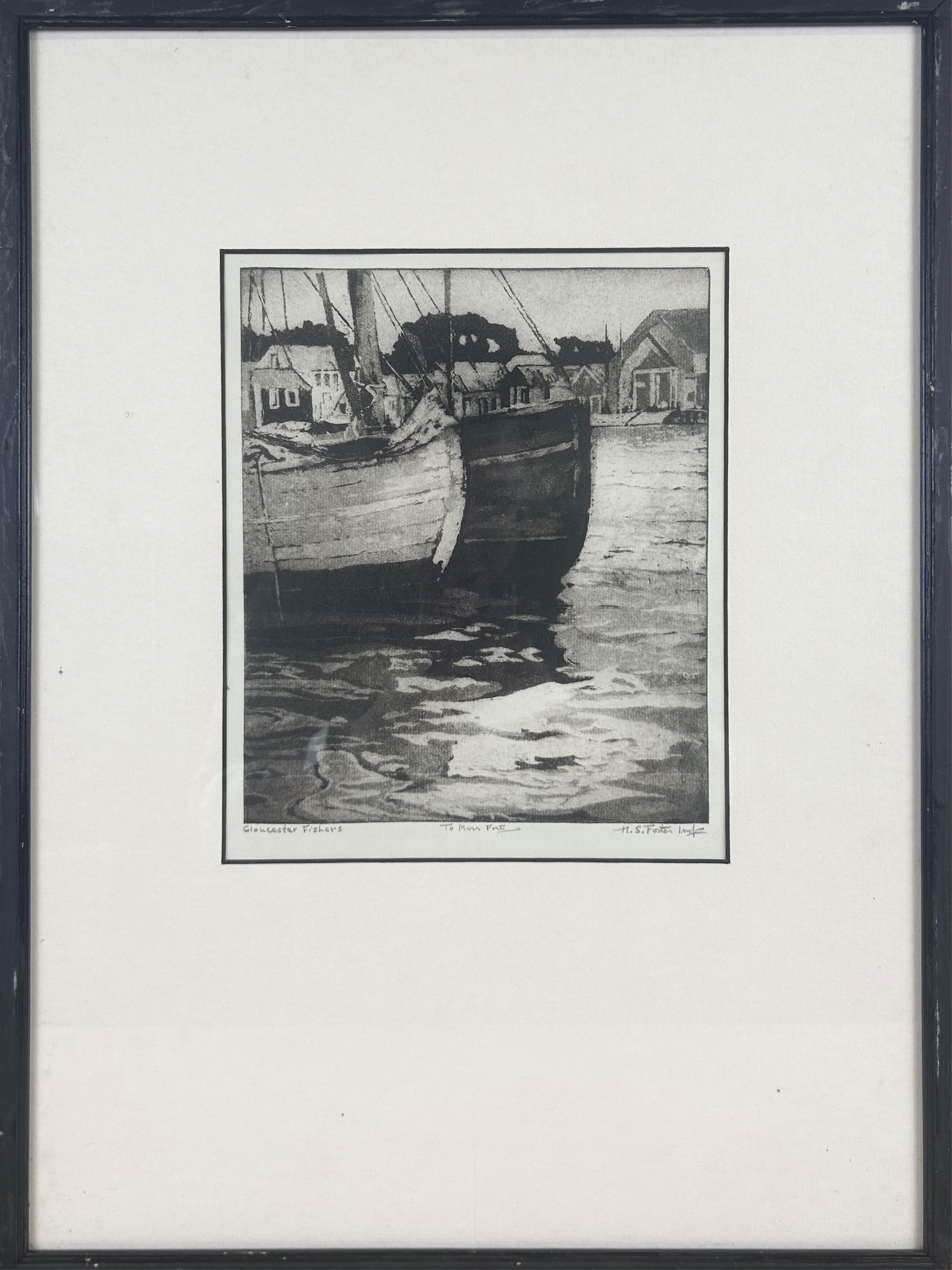 H.M. FOSTER (America, 20th Century), "Gloucester Fishers"., Etching, 9.5" x 7.5". Framed 20" x 15". (1 of 3)