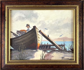 HARRY HAMBRO HOWE (Massachusetts/Maine, 1886-1968), "Scene Near Bar Harbor Maine"., Oil on board, 6"