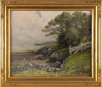 EDWARD A. PAGE (Massachusetts, 1850-1928), Lynn Beach at Red Rock., Oil on canvas, 16" x 20". Framed