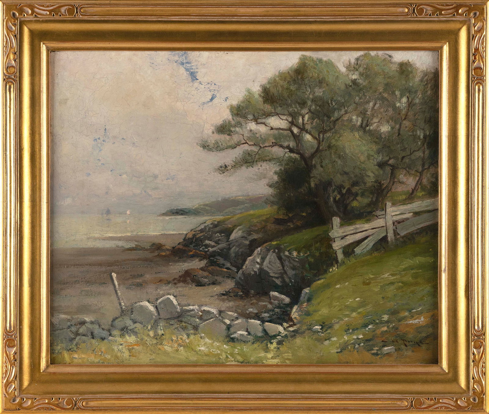 EDWARD A. PAGE (Massachusetts, 1850-1928), Lynn Beach at Red Rock., Oil on canvas, 16" x 20". Framed (1 of 2)