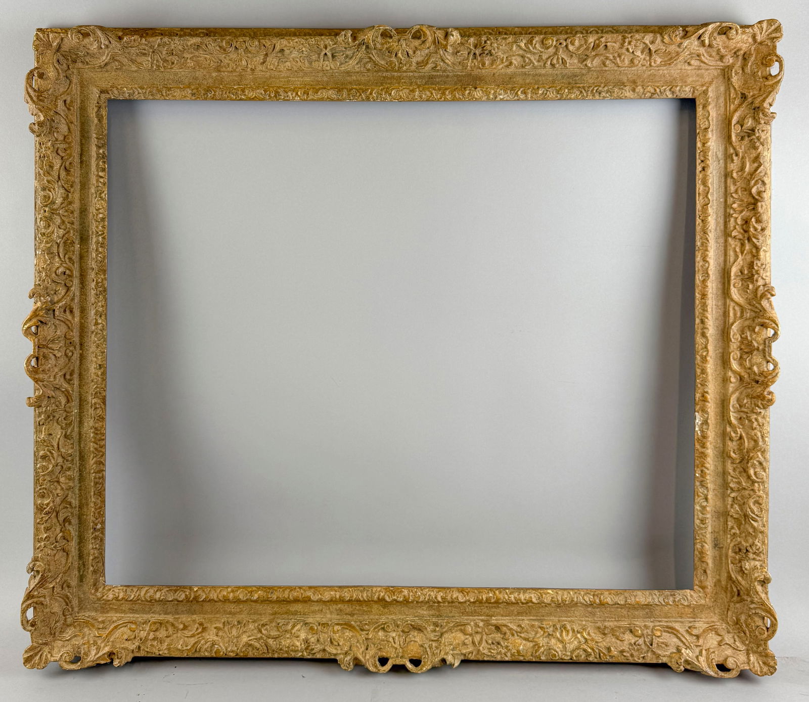 LARGE FRENCH-STYLE CARVED AND GILT PICTURE FRAME 20th Century 37" x 31.5". Aperture 29.25" x 24". (1 of 1)