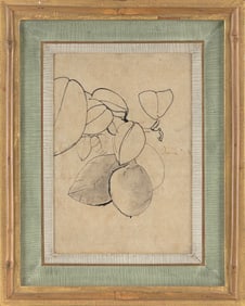 JIM DINE (New York/Ohio, 1935-), Persimmons., Pen and ink and wash on parchment, 10.25" x 7". Framed