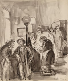DON FREEMAN (New York/California, 1908-1978), Illustration for Newsstand, circa 1930., Ink and wash