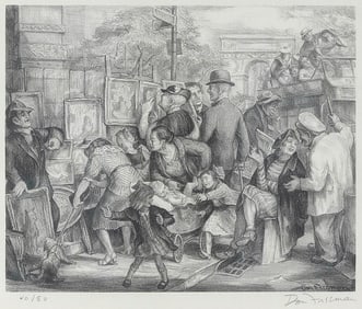 DON FREEMAN (New York/California, 1908-1978), Art Curb Market, 1934., Lithograph, 9.75" x 10".