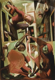 BENTON MURDOCH SPRUANCE (Pennsylvania, 1904-1967), "Subway Playground", 1951., Color lithograph,