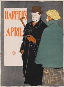 EDWARD PENFIELD (New York, 1866-1925), "Harper's -- April", 1896., Color lithograph, 17.75" x 13.5".