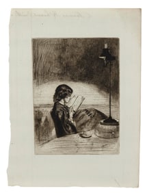 JAMES ABBOTT MCNEILL WHISTLER (Massachusetts/England/France, 1834-1903), "Reading by Lamplight",