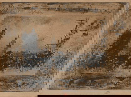 FELIX-HILAIRE BUHOT (France/England, 1847-1898), "Wesminster Bridge (Westminster Clock Tower)",: FELIX-HILAIRE BUHOTFrance/England, 1847-1898"Wesminster Bridge (Westminster Clock Tower)", 1884. Artist's red ink stamp (Lugt 977) lower center. Bourcard/Goodfriend 156.Etching with drypoint, 11" x 15