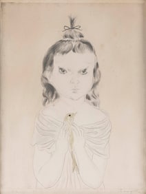 LEONARD TSOUGUHARU FOUJITA (France/Japan/Switzerland, 1886-1968), Little Girl with Top Knot, Holding