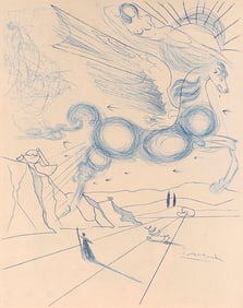 SALVADOR DALI (Spain/France, 1904-1989), Pegasus in Flight with an Angel, 1970., Etching printed in