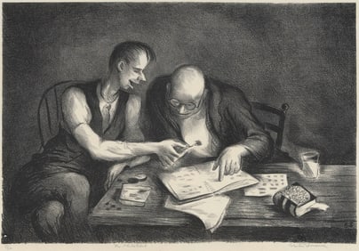 BENTON MURDOCH SPRUANCE (Pennsylvania, 1904-1967), "The Philatelists", 1935., Lithograph, 10" x 14".