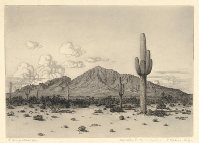 GEORGE ELBERT BURR (Colorado/Arizona, 1859-1939), "Camelback Mountain - Phoenix, Ariz-", circa