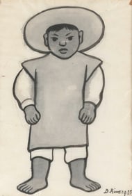 DIEGO RIVERA (New York/Michigan/Mexico, 1886-1957), Young Mexican boy, 1935., Ink and graphite on