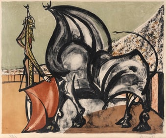 OSCAR MANUEL DOMINGUEZ (Spain, 1906-1957), Hommage a Manolet, 1955., Lithograph, 15.5" x 19" sight.