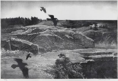 STOW WENGENROTH (New York/Massachusetts, 1906-1978), "Wild Coast", 1949., Lithograph, 10.25" x