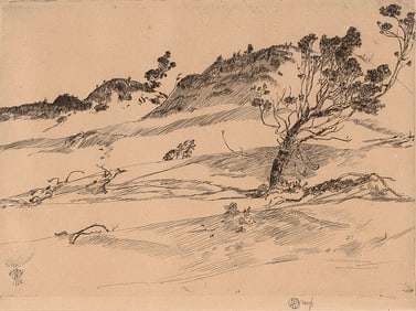 CHILDE HASSAM (New York/Massachusetts, 1859-1935), "Cedars and Sandunes", 1928., Etching on
