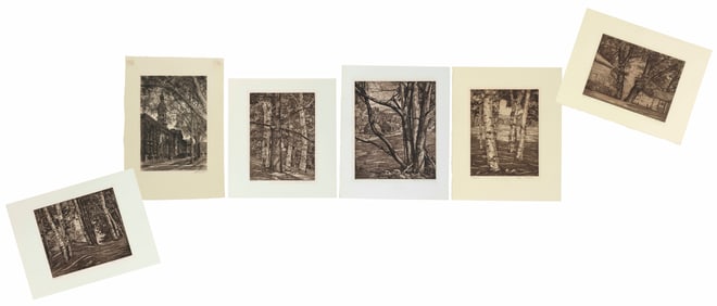 LUIGI LUCIONI (New Jersey/New York/Vermont/Italy, 1900-1988), Five nature scenes:, Etchings, sheets