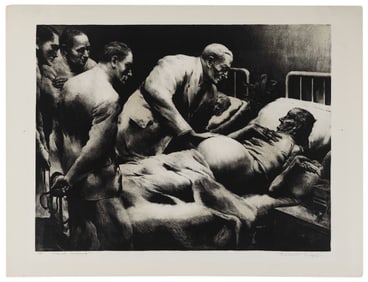 ROBERT RIGGS (Pennsylvania/Illinois, 1896-1970), "Ward Rounds", circa 1940., Lithograph, 14.25" x