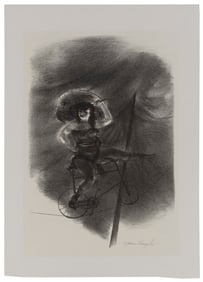 YASUO KUNIYOSHI (New York/California/Japan, 1889-1953), "The Cyclist", 1939., Lithograph, 12.5" x