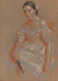 WILLIAM MCGREGOR PAXTON (Massachusetts/Maryland, 1869-1941), Portrait of a woman with a folding fan,