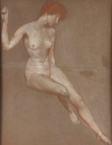 RICHARD ANDREW (Massachusetts, 1869-1956), Female nude study., Pastels on brown paper, 25" x 19"