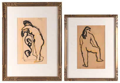 EARL CAVIS KERKAM (New York/Washington, D.C./France, 1891-1965), Two nude studies