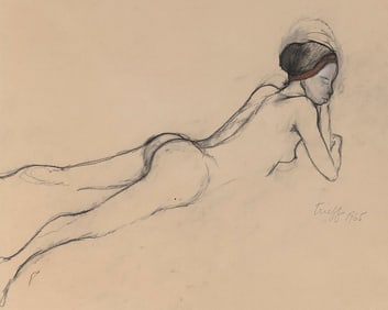 SELINA TRIEFF (New York/Massachusetts, 1934-2015), Reclining nude., Mixed media on cream wove paper,