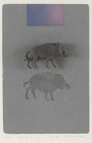 BETTY ANN STANTON (Massachusetts, 1931-2017), "Wild Pig"., Etching with mixed media on paper, 7.25"