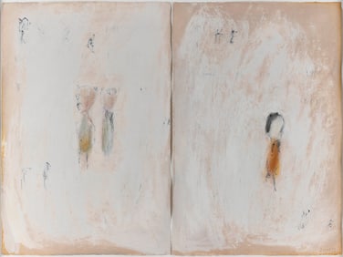 REBECCA DOUGHTY (Massachusetts, 1955-), "Letters with Three", 1990., Mixed media on paper, 16" x