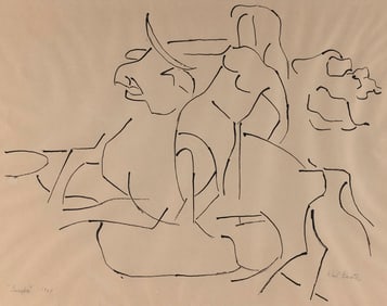 KARL (OTTO KARL) KNATHS (Massachusetts/Wisconsin, 1891-1971), "Europa 1969"., Ink on paper, 21.5" x