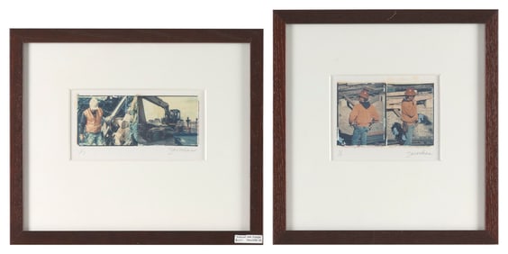 JOYCE ZAVORSKAS (Massachusetts, Contemorary), Two variations of "Workmen at The Big Dig"., Polaroid